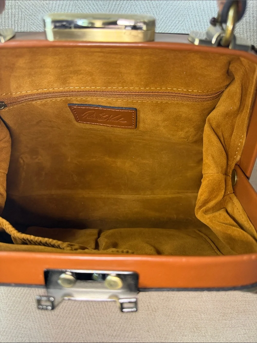 Patricia Nash Floral Printed Leather Satchel in Brown and Green